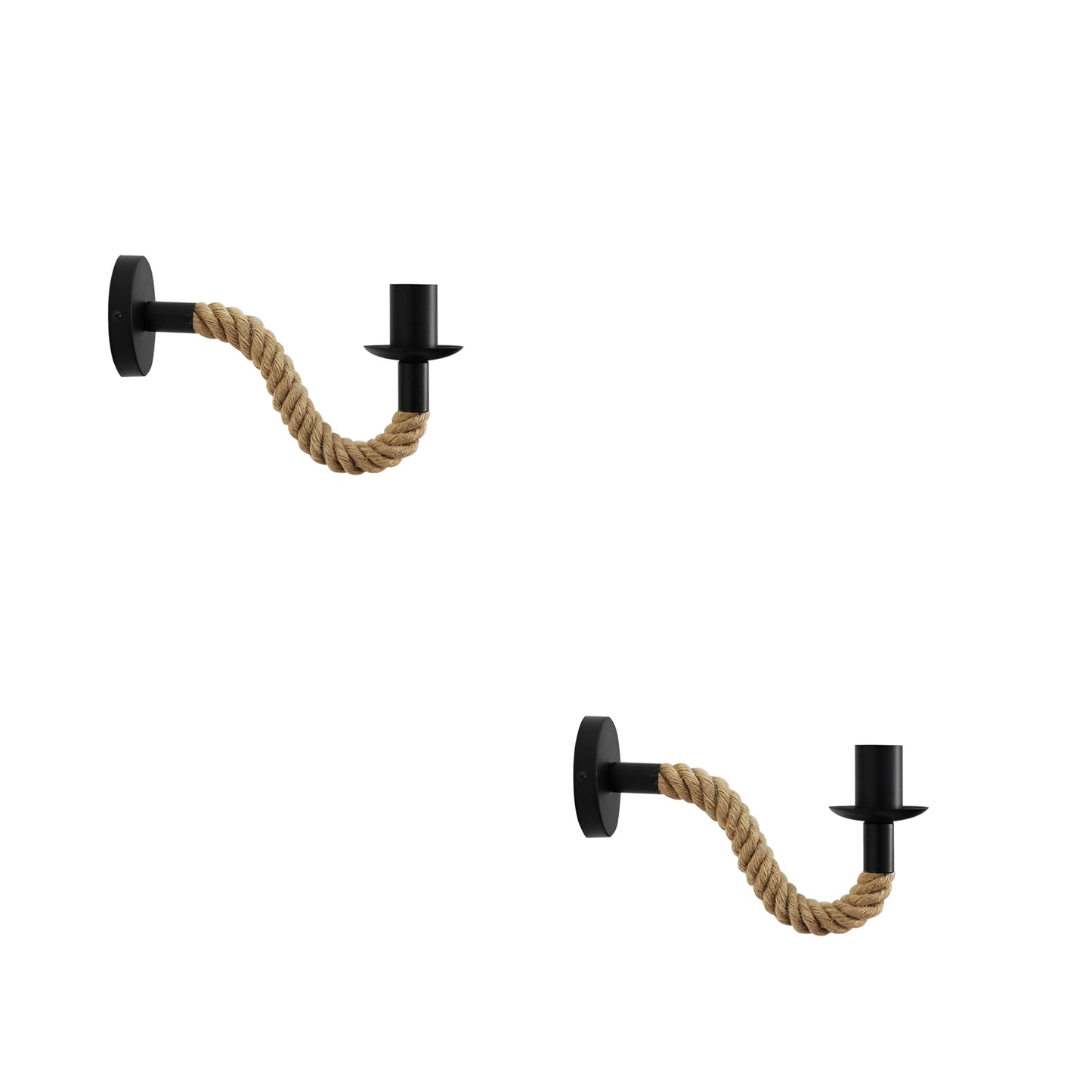 Swan neck vintage hemp rope wall light