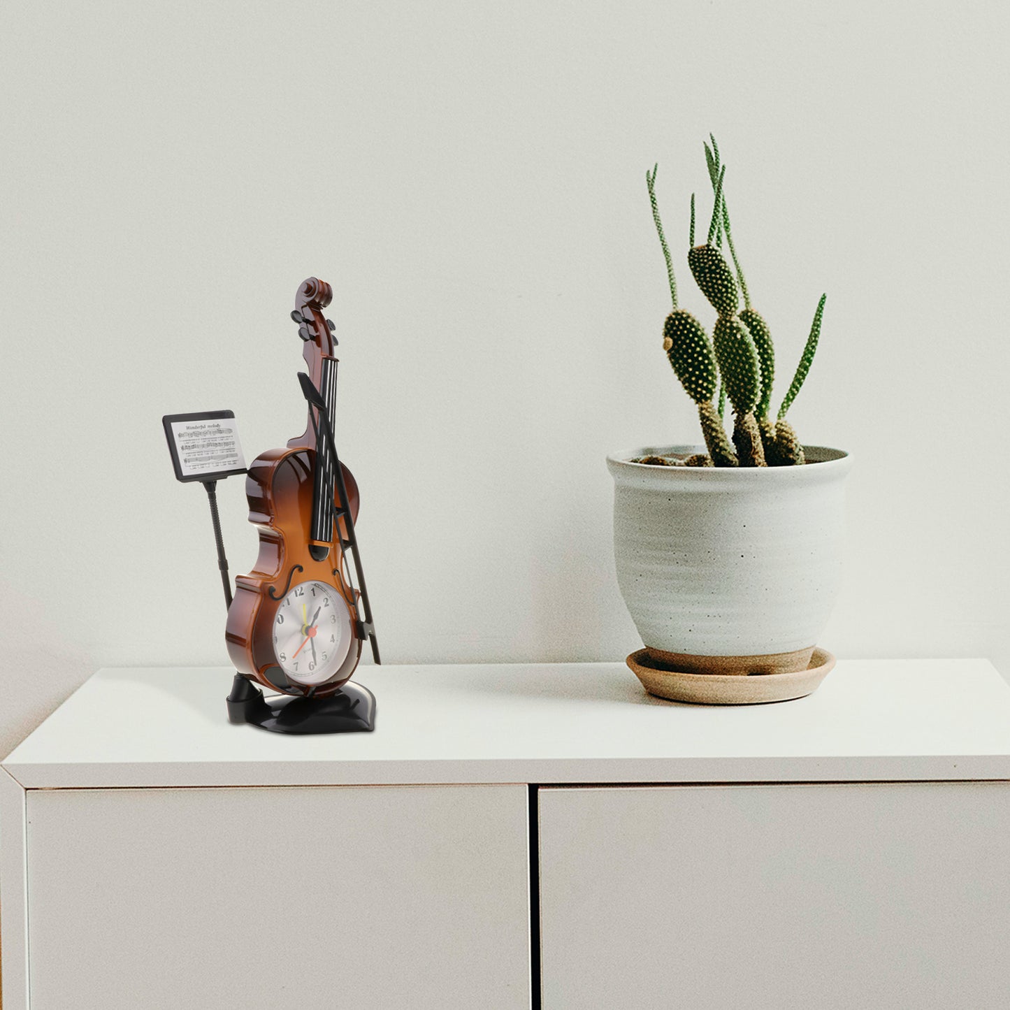 Violin Model Desk Decorations Decorative Table Alarm Clock