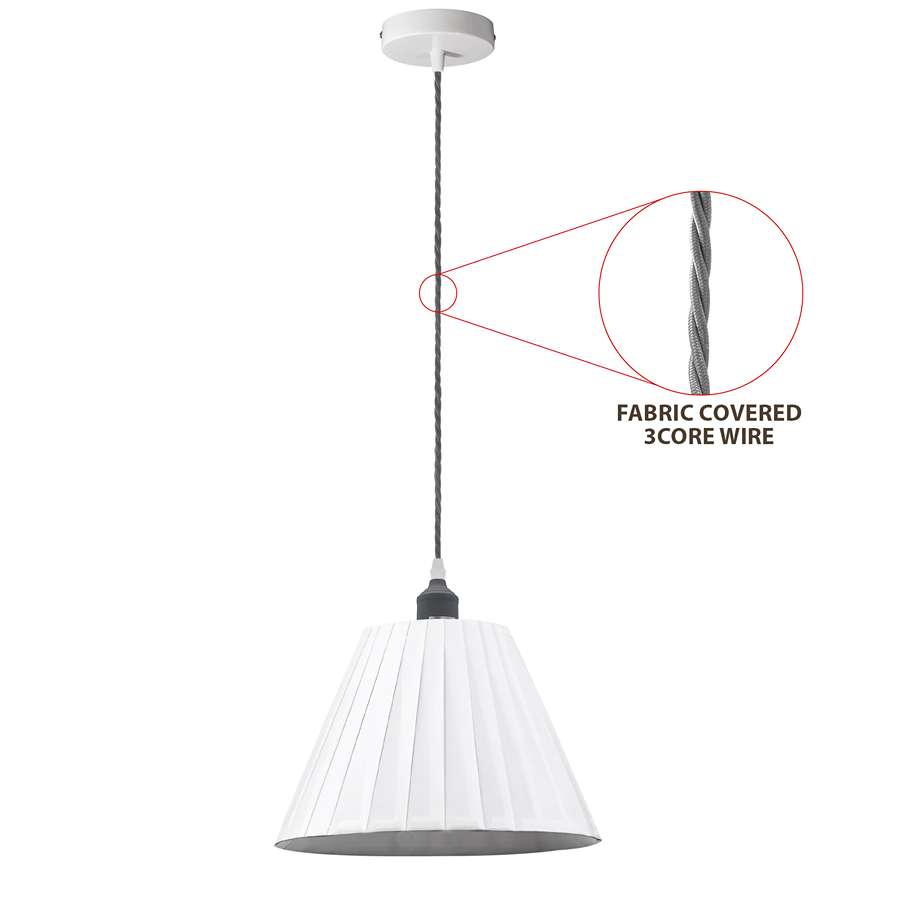 Modern Pendant Light with metal fabric white lampshade- Detail image