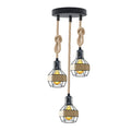 Jute Rope Pendant Light Fitting with Metal Shades~4084