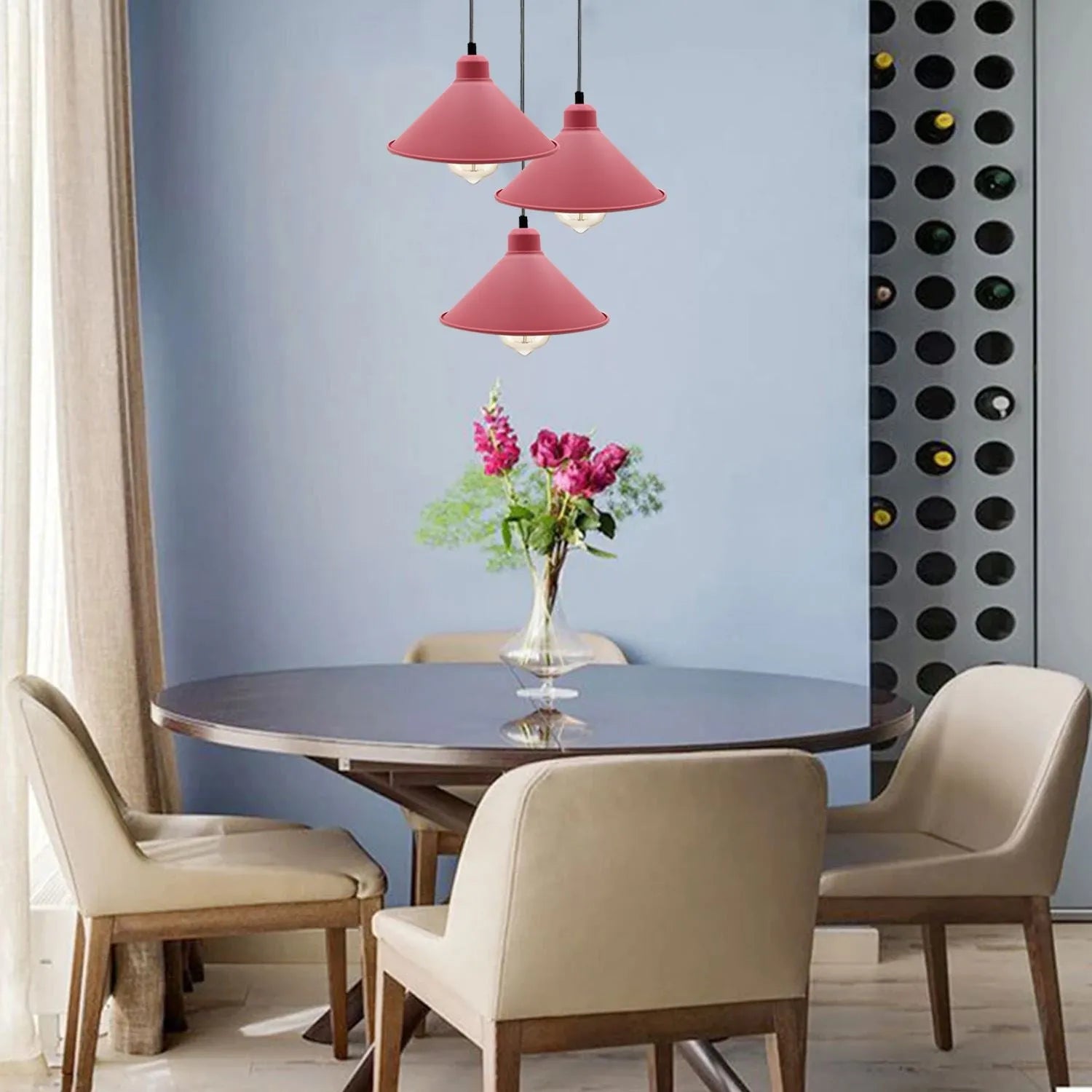 Vintage Industrial E27 Cone Shade Pendant Light Adjustable Hanging Lam ...