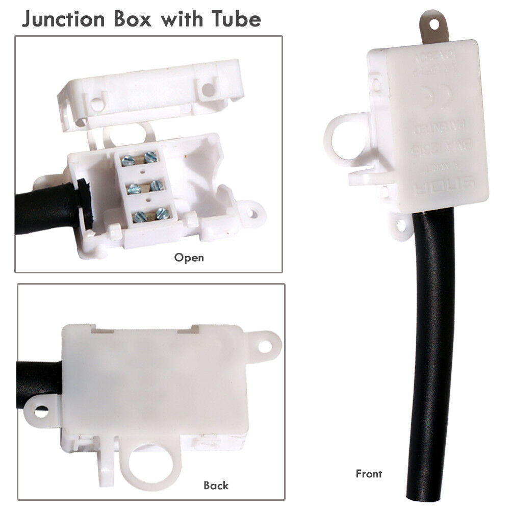 3-Terminal Junction Box with Tube White 10A 250V 5 or 10 Pack~4051