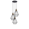 3 Head Pendant Light Wire Cage Cluster 200mm Ceiling Rose Yellow Brass Vintage ~4039