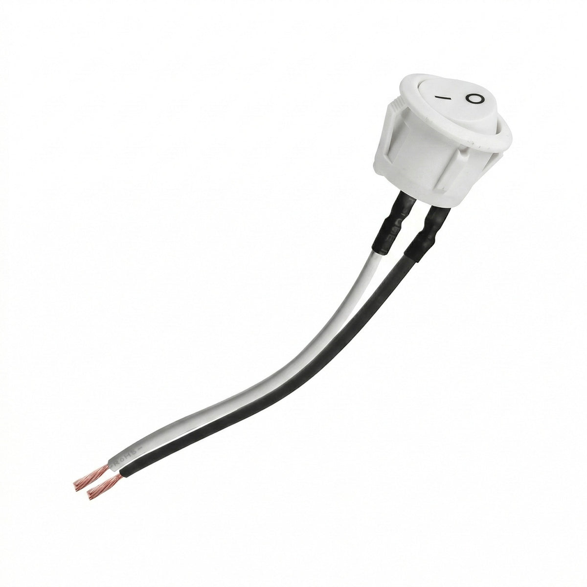 White 12V DC Round Rocker Switch with Mini AMP Plug ~4075