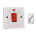 45A Cooker Switch with Neon Indicator Red Rocker White~4085