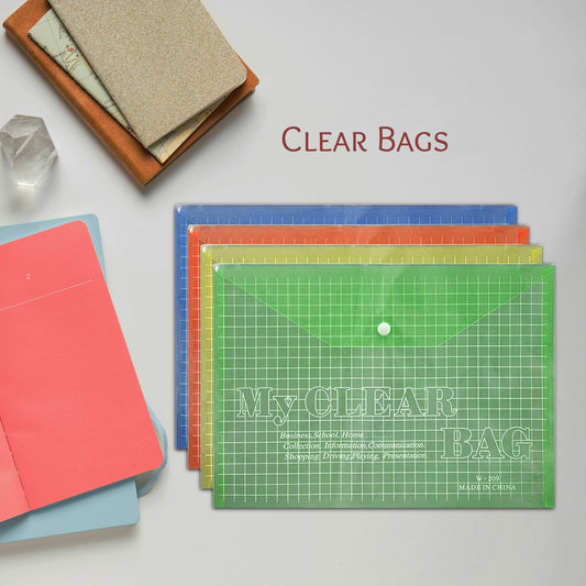 Clear Document Envelopes File Snap Button Closure Bags ~3500