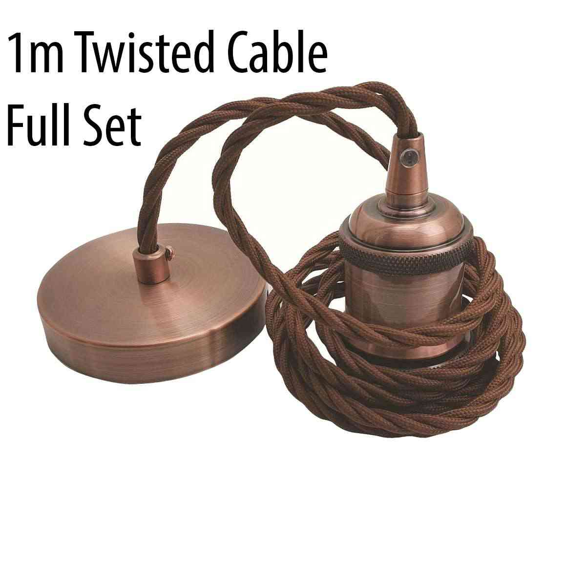 E27 Pendant Lamp Holder Fabric Electric Cable~1348 - Vintagelite