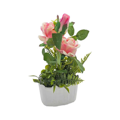Artificial Rose flower Plastic With Pot image