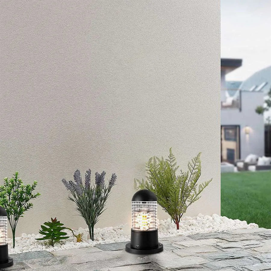 Modern Garden Gate Light with Glass Shade, Ceramic E27 Lamp Holder, and Stylish Lampshade -Application Image 