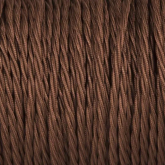 Dark Brown Vintage Fabric 2 Core Twisted Italian Braided Cable