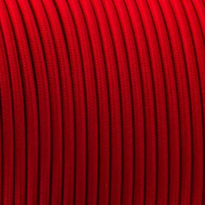 Red Vintage Fabric Round 3 core Italian Braided Cable