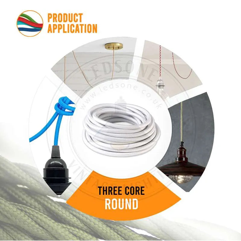 3 Core Round Fabric Braided Electric Cable 0.75mm~1094