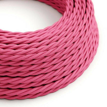 Rose Pink Twisted Vintage fabric Cable Flex0.75mm 3 Core