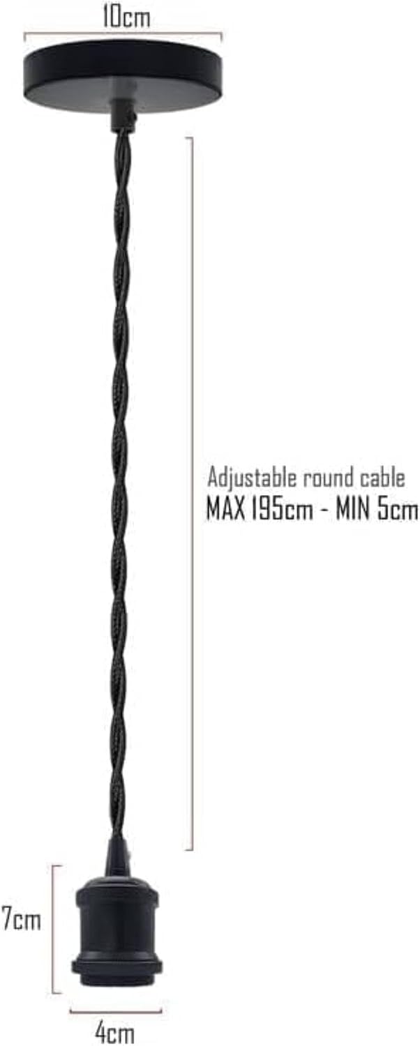 2 Pack Vintage E27 Pendant Light 2m Cable ~ 4062