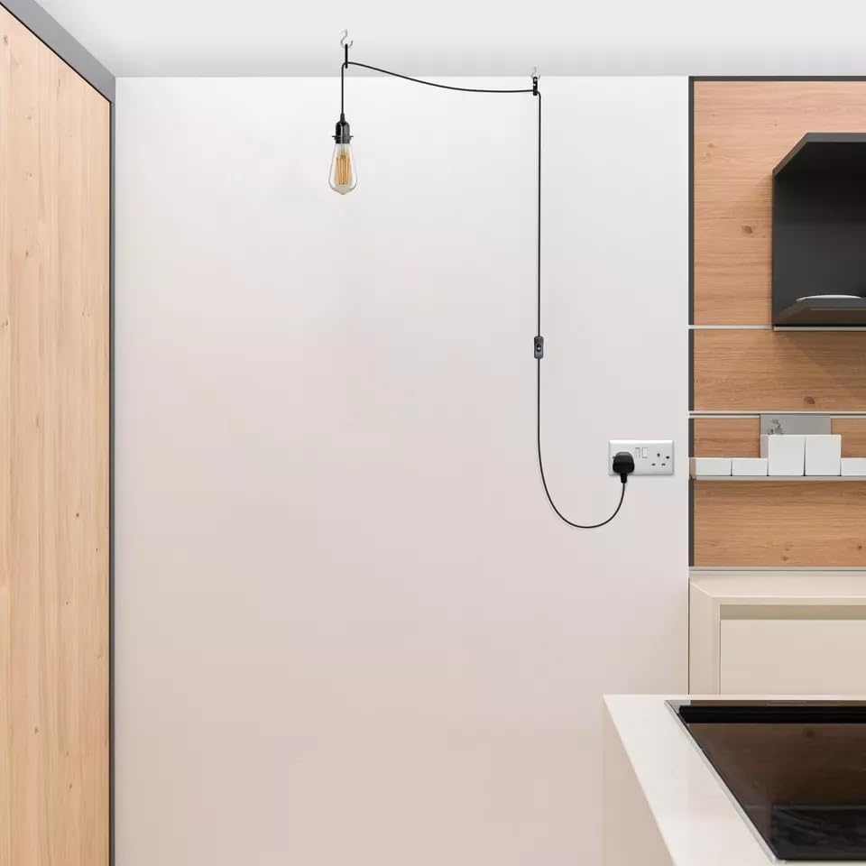 Plug in Pendant Light 2m/4.5m Cable E27 Lamp Holder~4119