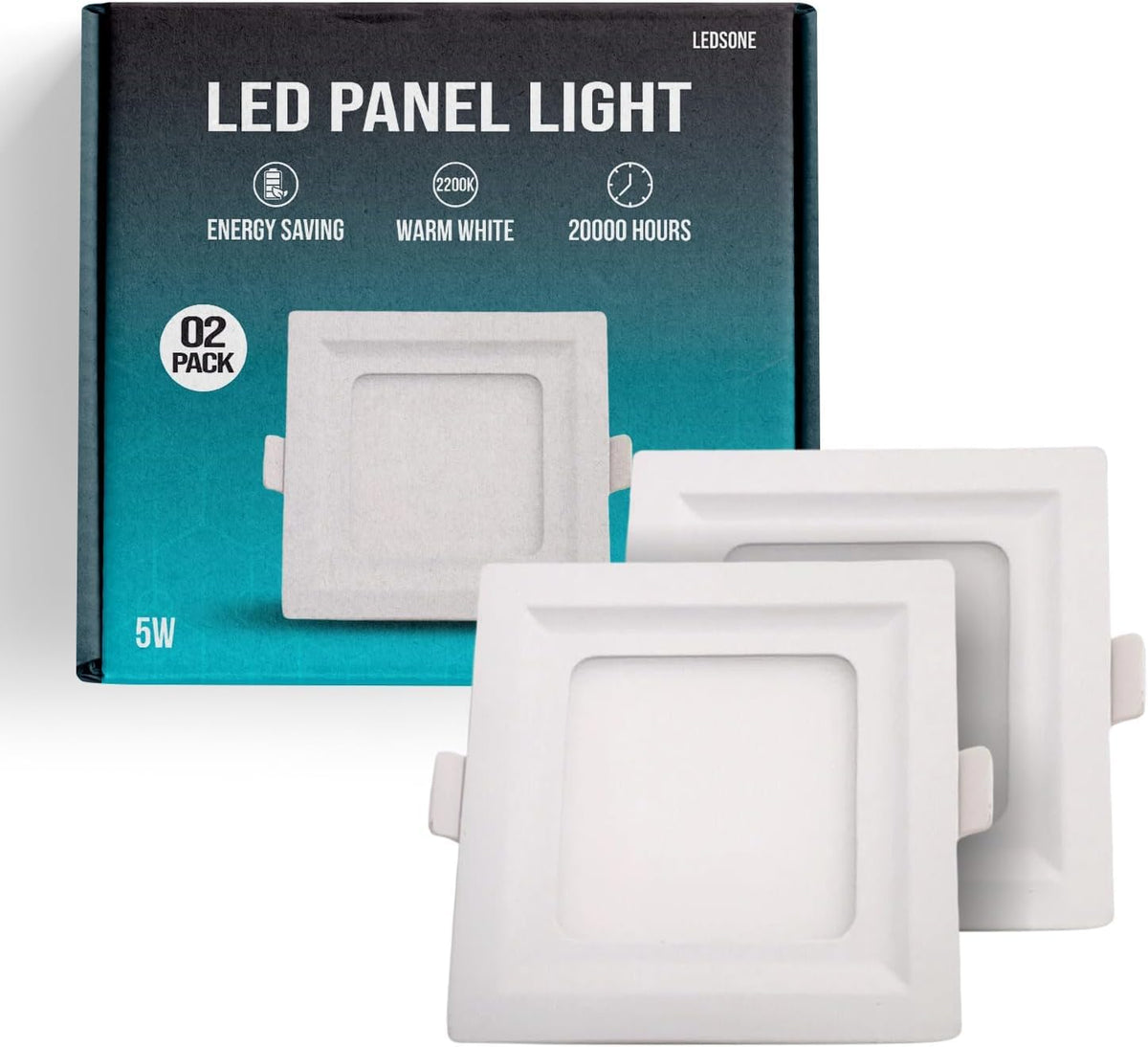 Vintage 5W Square LED Ceiling Panel Light, 6000K, 5 Pack~4218