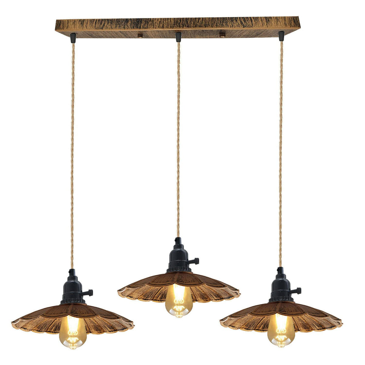 3 Way Pendant Light Triangle Metal Wire Cage~4059