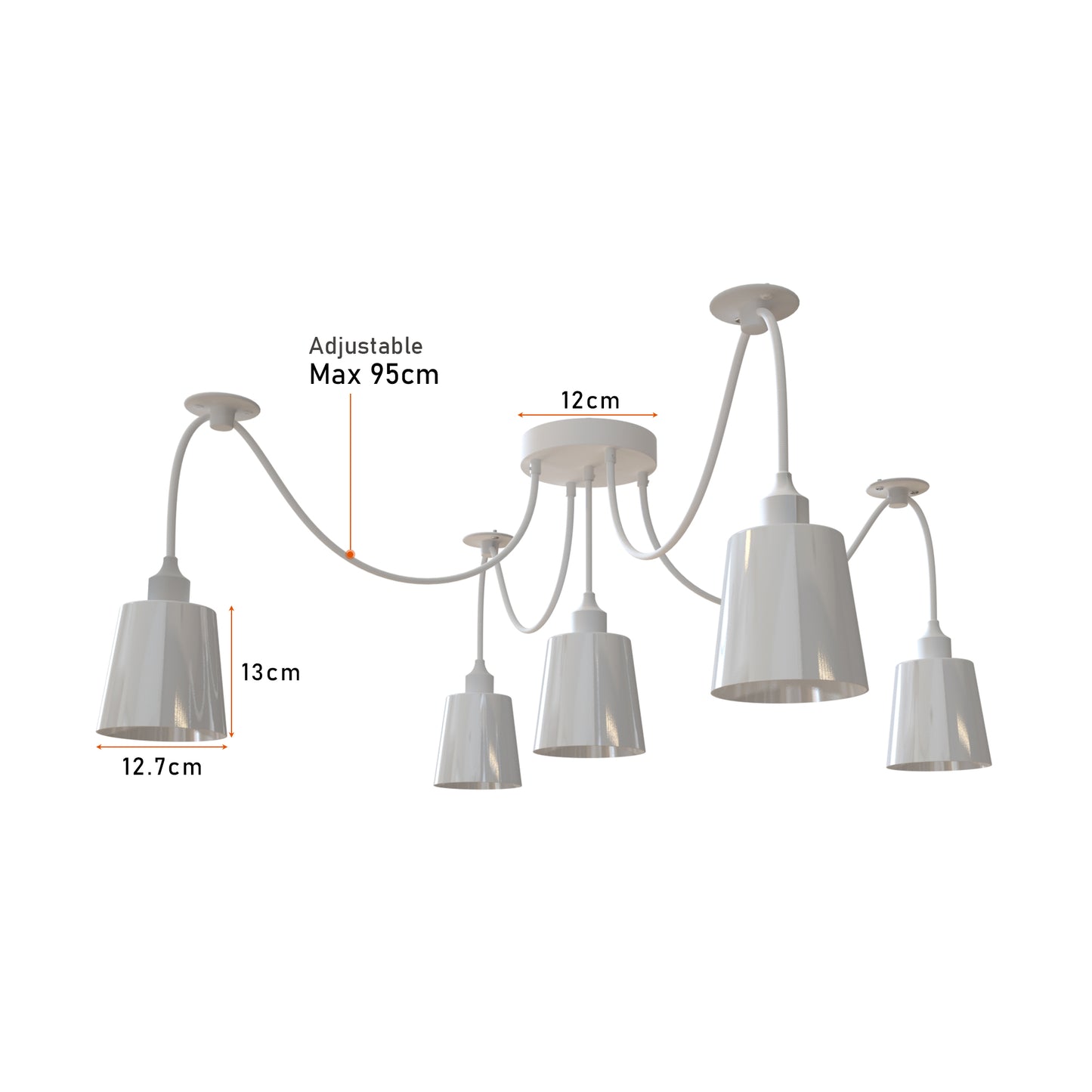 5-Way Adjustable Spider Hanging Ceiling Pendant Light- Size image