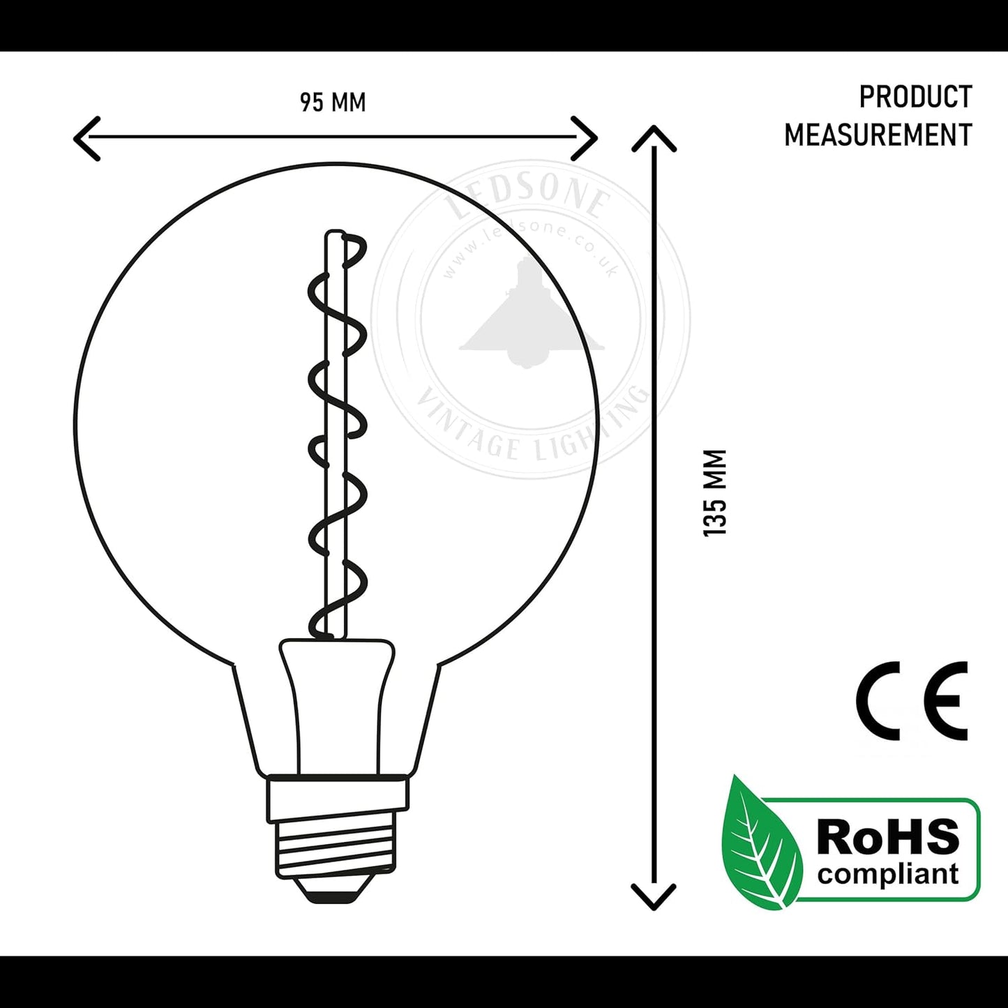 Vintage 4w Bulb Antique Style Edison LED Soft Light G95 ~2523