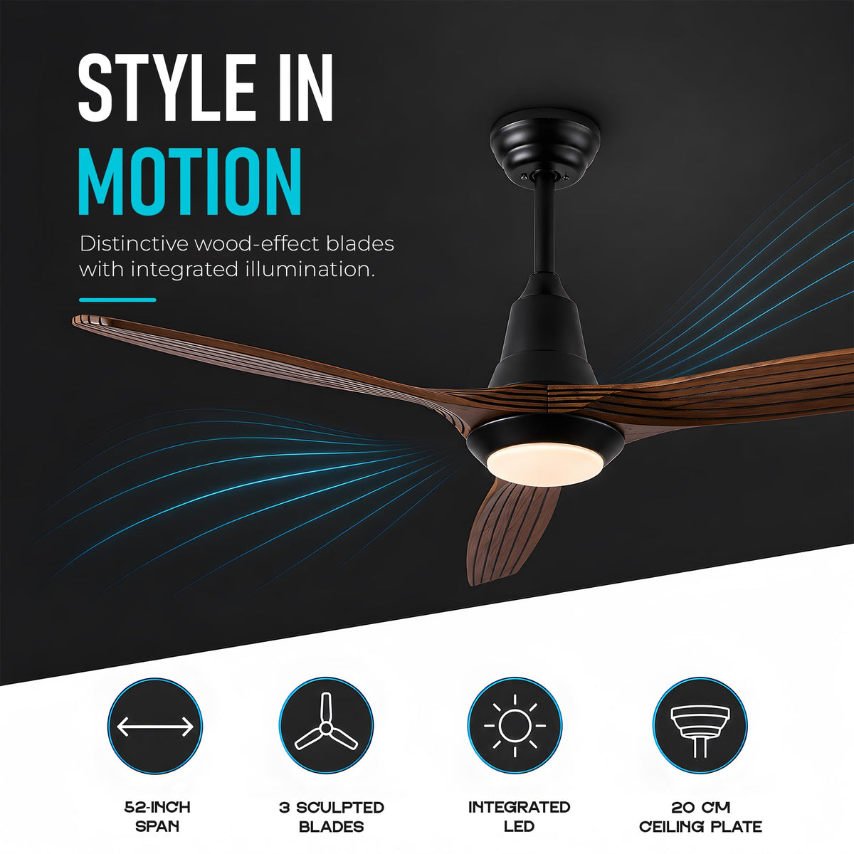 46/52 Inch Ceiling Fan with Remote Control & Light