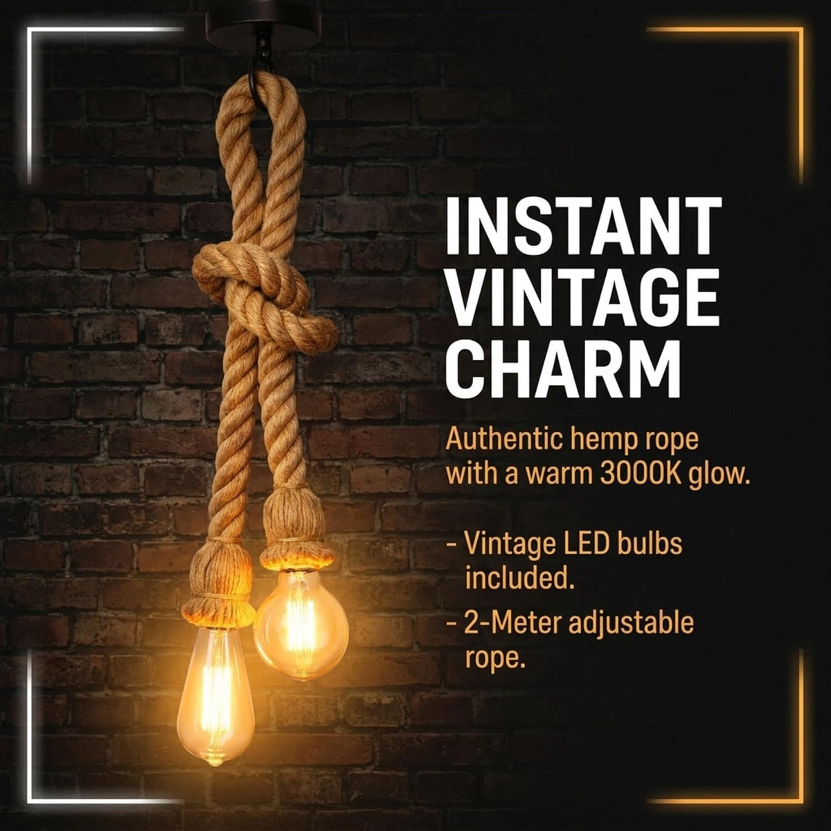 2 Head Rope Spider Light, Gold Rope Ceiling Light~4135