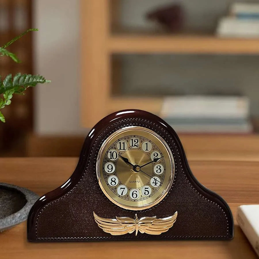Napoleon Leather Mantel Silent Clock-Application image