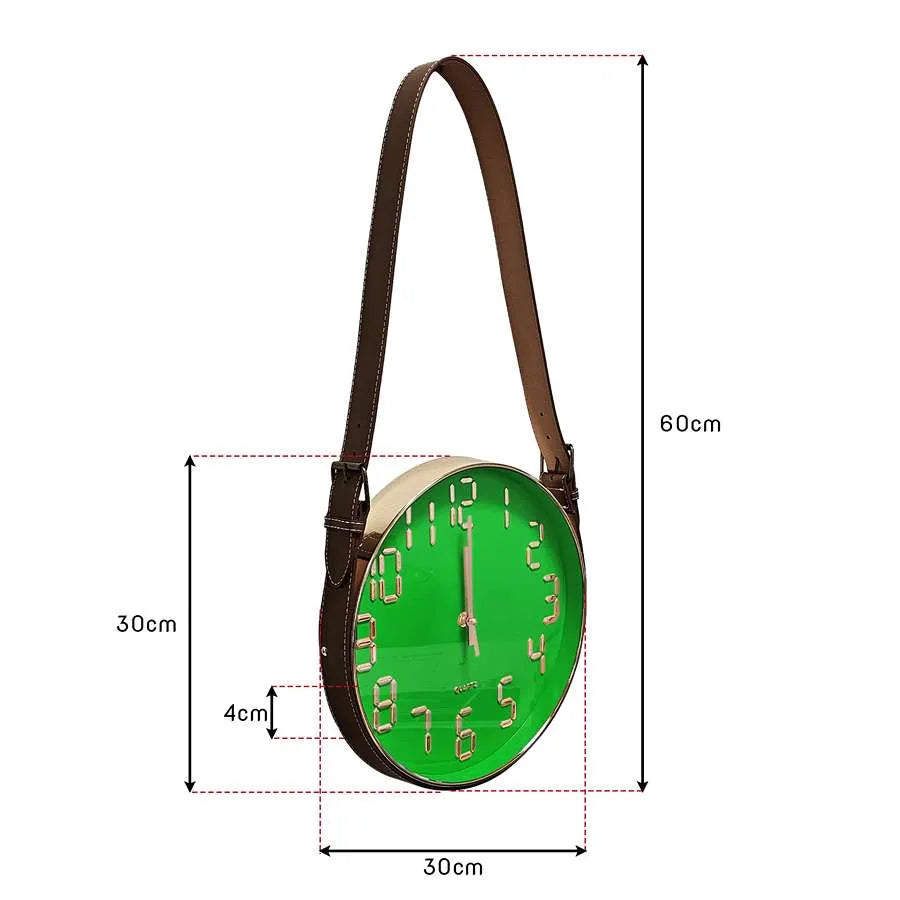 Round Leather Belt Wall Clock ~ 3430