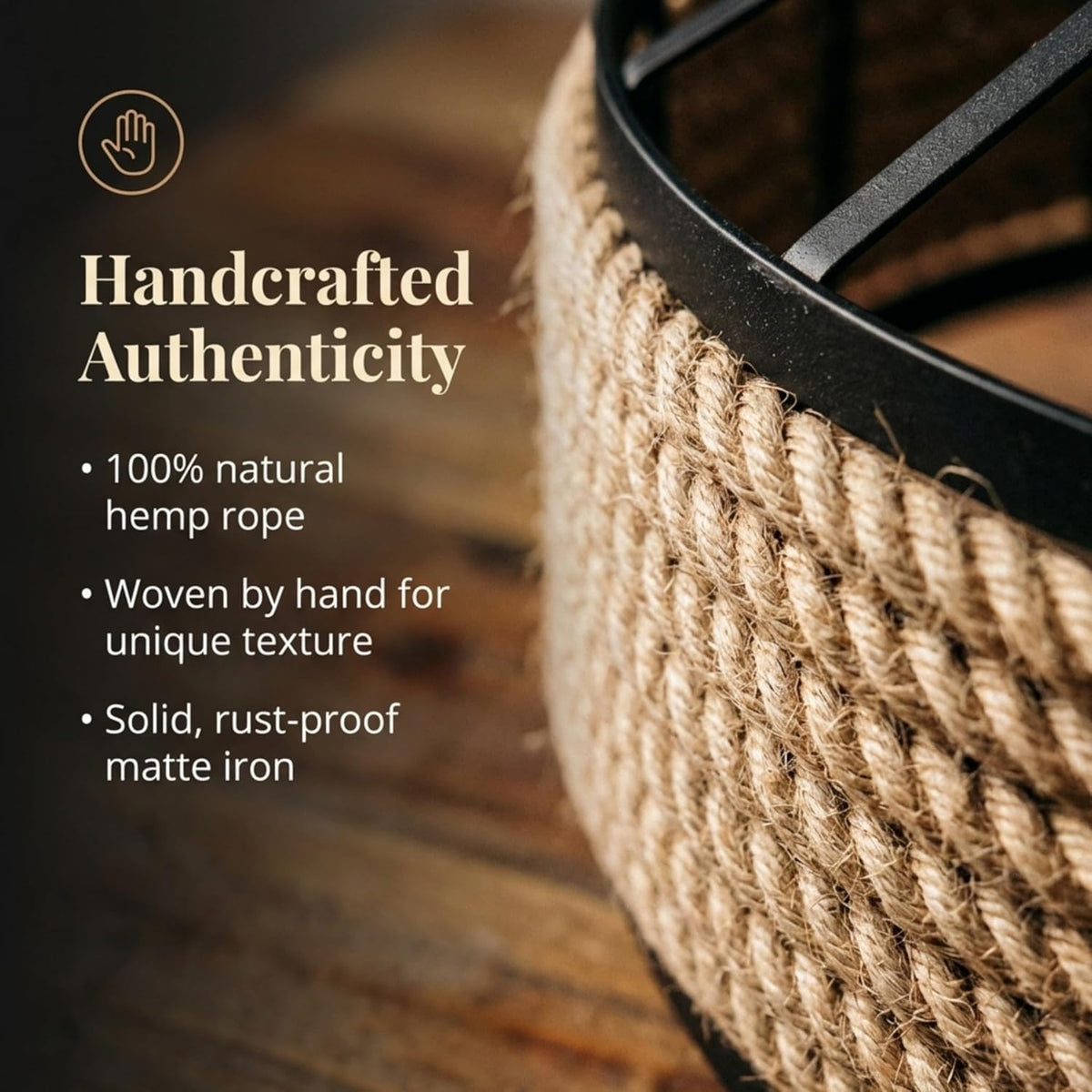 Hemp Rope Ceiling Lamp Shade | Rustic Light ~4034