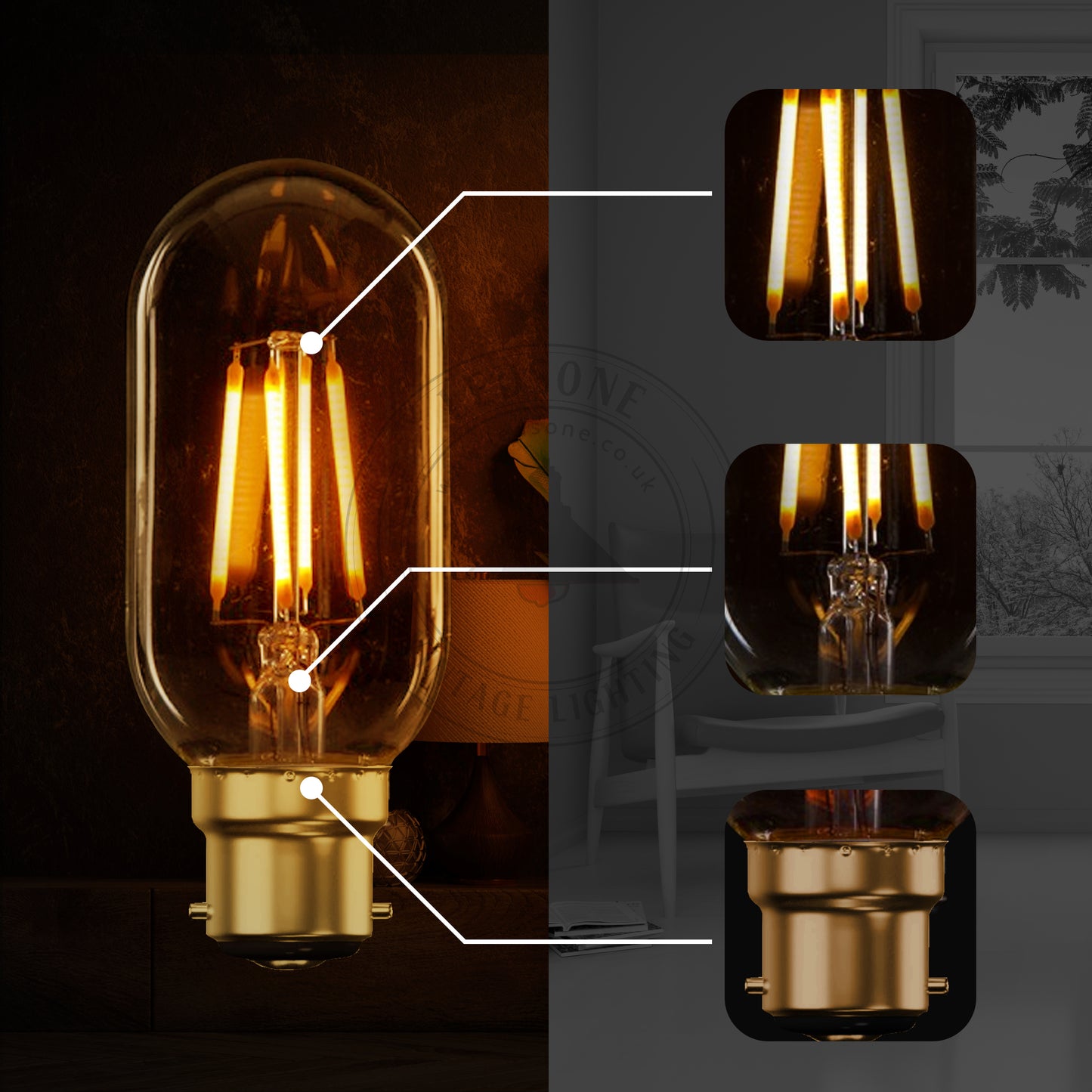 LED T45 B22 4W Globe vintage bulb