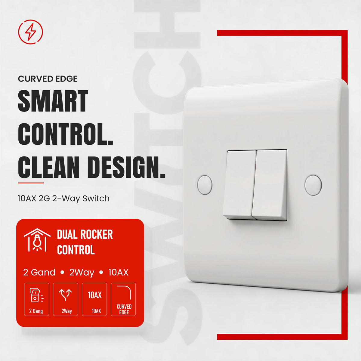 1, 2 & 3 Gang 2 Way White Light Switches 250V AC~4035