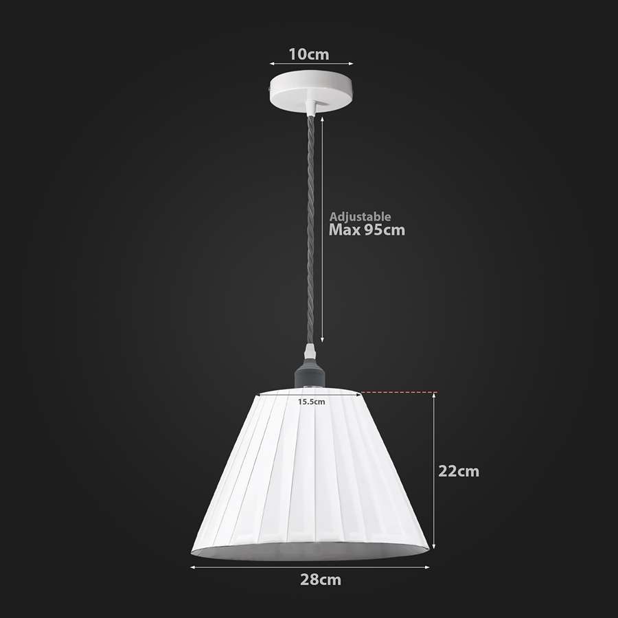 Modern Pendant Light with metal fabric white lampshade- Size image