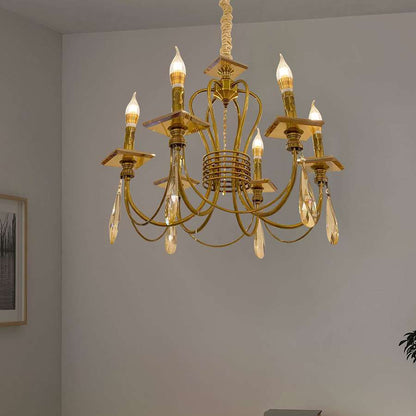 Industrial Gold Bronze 6 Light E14 Bulb Hanging Pendant Lamp - application image 