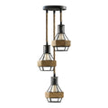 3Head Metal Pendant Light Fitting Hemp Rope E27 Ceiling Lamp ~3737
