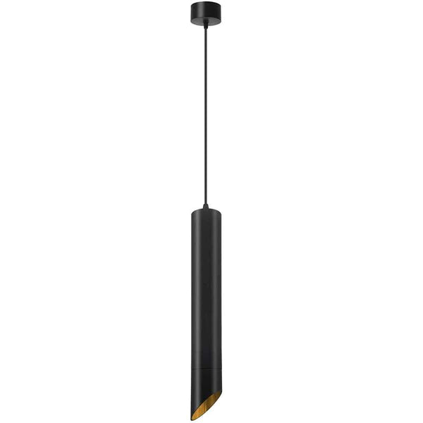 Lucid Ruben Ceiling Pendant long tube Black & Gold Inner Light