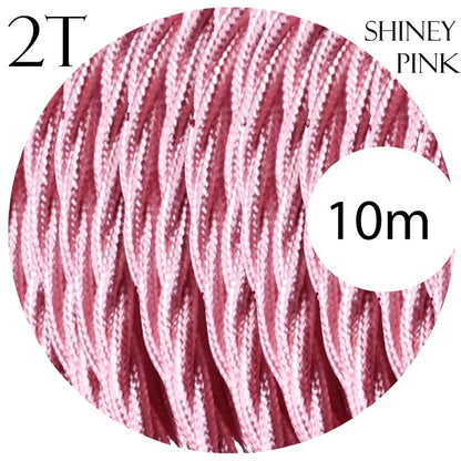 Shiny Pink Vintage Fabric 2 Core Twisted Italian Braided Cable