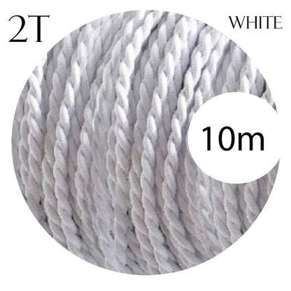 2 Core Twisted 0.75mm Fabric Cord Braided Fabric Electric Cable White~1055