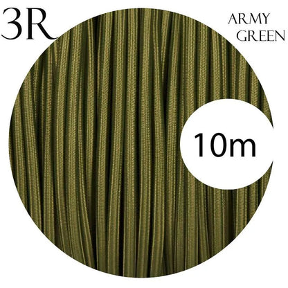 Vintage Army Green Fabric 3 Core Round Italian Braided Cable 0.75mm~1007