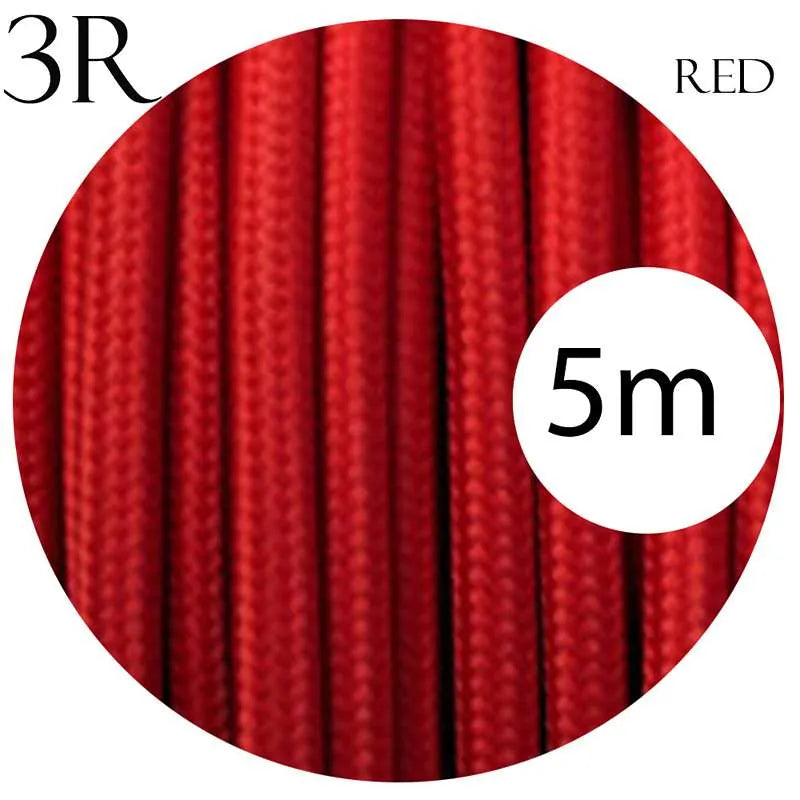Vintage Red Fabric 3 Core Round Italian Braided Cable 0.75mm~1097