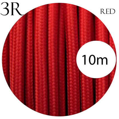 Vintage Red Fabric 3 Core Round Italian Braided Cable 0.75mm~1097