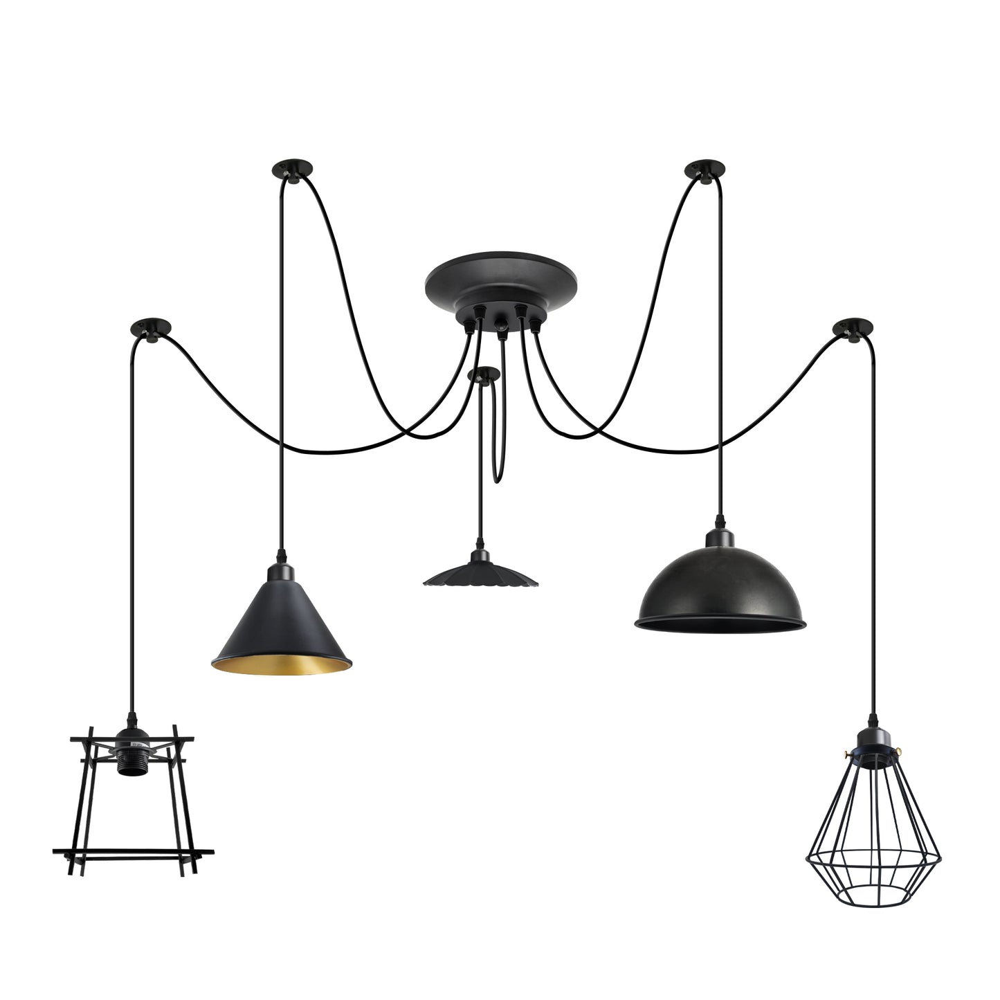 different lamp shade 5 way spider Light