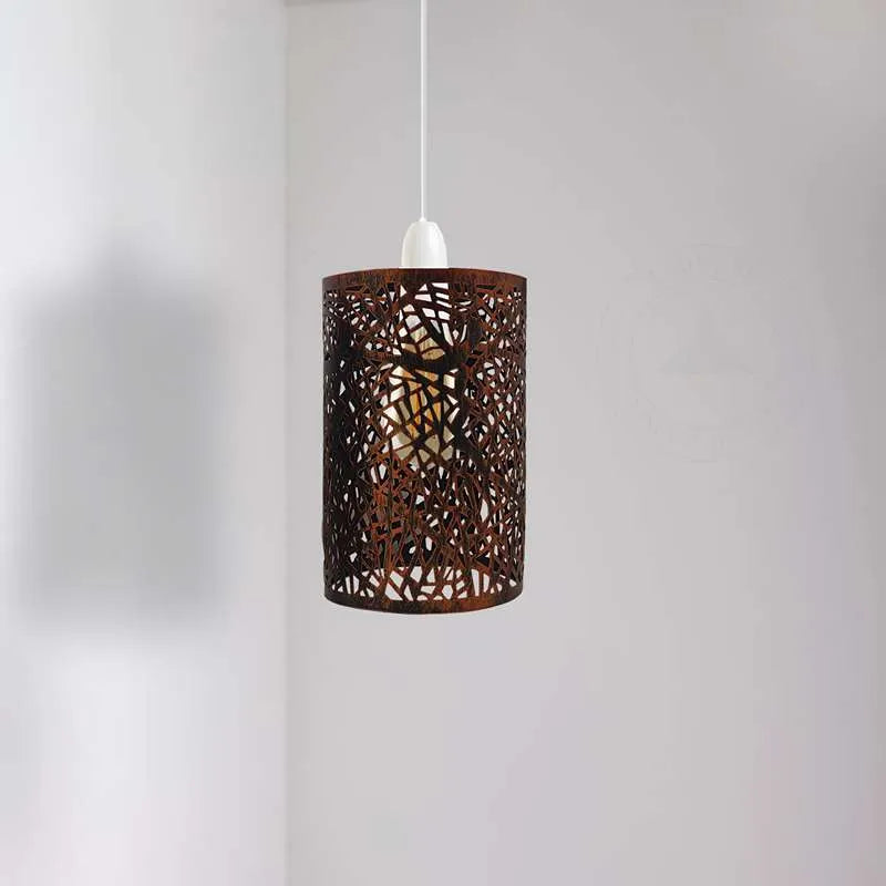 Industrial Drum Cage Shade Ceiling Hanging Pendant Light Fit for Living Room