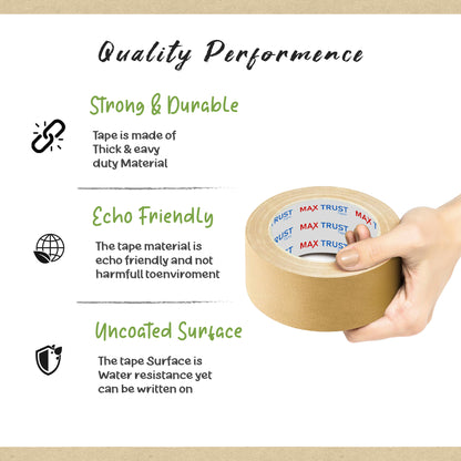 48mm x 50m Brown Kraft Paper Recyclable Tape Self-Adhesive Eco-Friendly Tape~3463