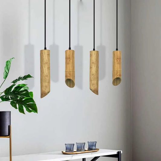 Modern Long Tube Hanging Lamp Bamboo GU10 Pendant Light- Application image