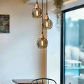 Vintage Smoked Glass Shade Pendant Ceiling Light~3963