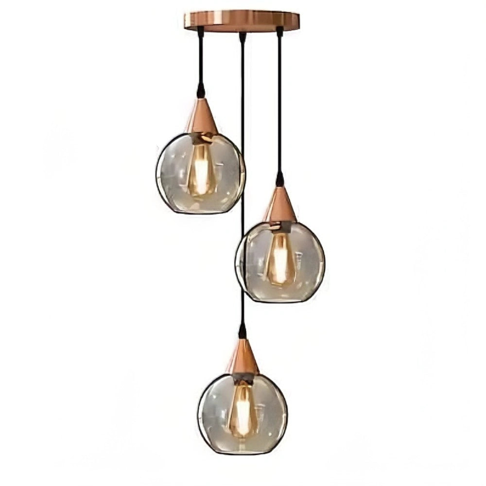 Vintage Smoked Glass Shade Pendant Ceiling Light~3963