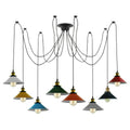 8-way spider pendant light with vintage shades