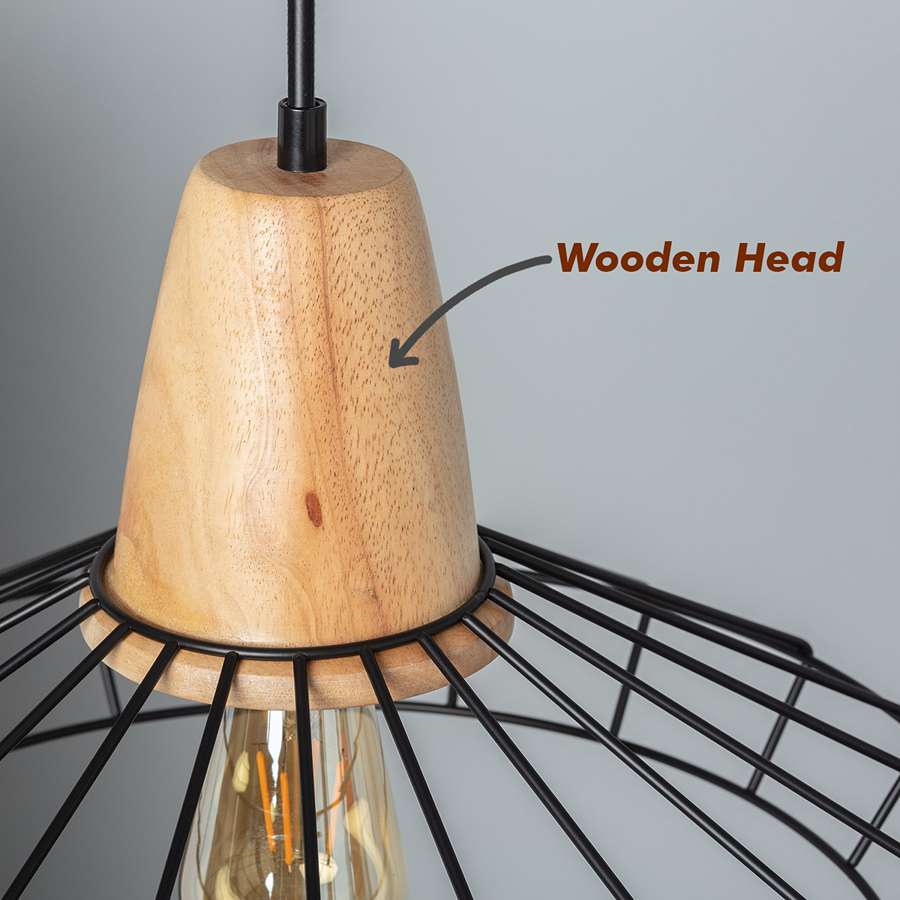 Wood Lamp Holder Base Nest Cage Ceiling Hanging Pendant Light-Detail Image