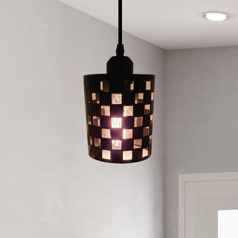 2PACK Pendant Barrel Cage Retro Shade Ceiling Pendant Light-application image