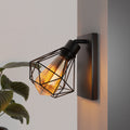 Retro Diamond Cage Wall Light Metal Sconce-E27 Adjustable Black Spotlight -Application image.JPG