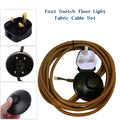 Retro 4m 3 core 0.75 fabric cable Foot switch power cord UK plug for floor lamp ~4229